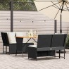 Salon de jardin 3 pcs avec coussins noir résine tressée 