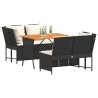 Salon de jardin 3 pcs avec coussins noir résine tressée 