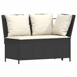 Salon de jardin 3 pcs avec coussins noir résine tressée 
