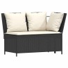 Salon de jardin 3 pcs avec coussins noir résine tressée 