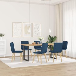 Chaises à manger lot de 6 bleu tissu 