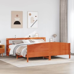 Cadre de lit sans matelas cire marron 180x200cm bois pin massif 