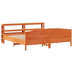 Cadre de lit sans matelas cire marron 180x200cm bois pin massif 