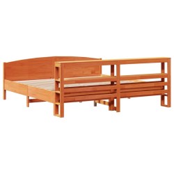 Cadre de lit sans matelas cire marron 180x200cm bois pin massif 