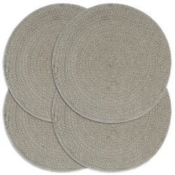 Napperons 4 pcs Gris Plain 38 cm Rond Coton 