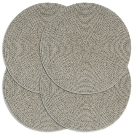 Napperons 4 pcs Gris Plain 38 cm Rond Coton 
