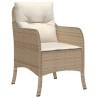 Ensemble à manger de jardin et coussins 3 pcs Beige poly rotin 