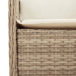 Ensemble à manger de jardin et coussins 3 pcs Beige poly rotin 