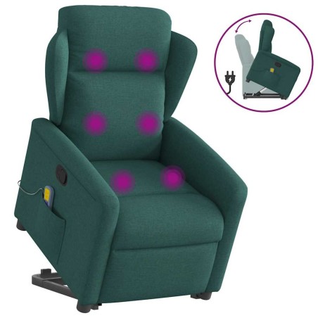 Fauteuil inclinable de massage Vert foncé Tissu 
