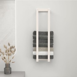 Porte-serviette Blanc 23x18x90 cm Bois de pin massif 
