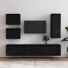 Meubles TV 6 pcs Noir Bois massif de pin 