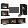 Meubles TV 6 pcs Noir Bois massif de pin 
