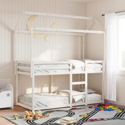 Lit superposé sans matelas blanc 90x200 cm bois de pin massif 