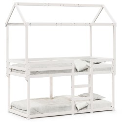 Lit superposé sans matelas blanc 90x200 cm bois de pin massif 