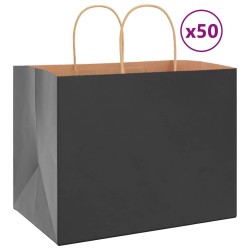 Sacs en papier 50 pcs avec poignées noir 32x22x24 cm 