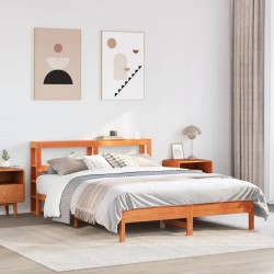 Cadre de lit sans matelas cire marron 160x200cm bois pin massif 
