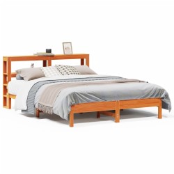 Cadre de lit sans matelas cire marron 160x200cm bois pin massif 