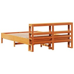 Cadre de lit sans matelas cire marron 160x200cm bois pin massif 