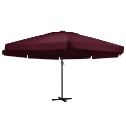 Parasol de jardin et mât en aluminium 600 cm rouge bordeaux 