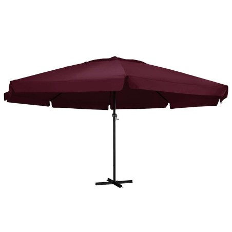 Parasol de jardin et mât en aluminium 600 cm rouge bordeaux 