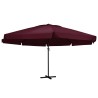 Parasol de jardin et mât en aluminium 600 cm rouge bordeaux 