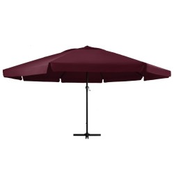 Parasol de jardin et mât en aluminium 600 cm rouge bordeaux 