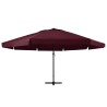 Parasol de jardin et mât en aluminium 600 cm rouge bordeaux 