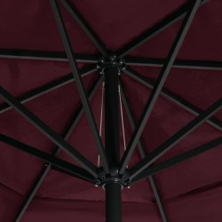 Parasol de jardin et mât en aluminium 600 cm rouge bordeaux 