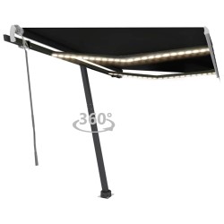 Auvent manuel rétractable avec LED 350x250 cm Anthracite 