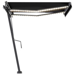 Auvent manuel rétractable avec LED 350x250 cm Anthracite 