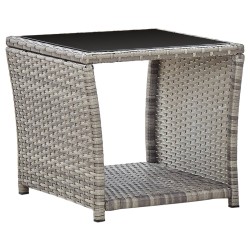 Ensemble à manger de jardin et coussins 2 pcs gris rotin 