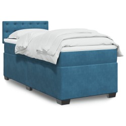 Sommier à lattes de lit avec matelas bleu 80x200 cm velours 