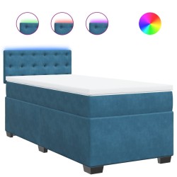 Sommier à lattes de lit avec matelas bleu 80x200 cm velours 