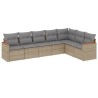 Salon de jardin avec coussins 7pcs mélange beige résine tressée 