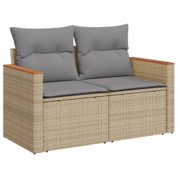 Salon de jardin avec coussins 7pcs mélange beige résine tressée 