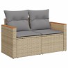 Salon de jardin avec coussins 7pcs mélange beige résine tressée 