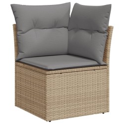 Salon de jardin avec coussins 7pcs mélange beige résine tressée 