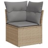 Salon de jardin avec coussins 7pcs mélange beige résine tressée 