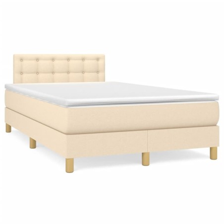 Sommier à lattes de lit avec matelas crème 120x190 cm tissu 