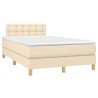 Sommier à lattes de lit avec matelas crème 120x190 cm tissu 