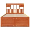 Lit bibliothèque sans matelas cire marron 120x190cm pin massif 