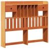 Lit bibliothèque sans matelas cire marron 120x190cm pin massif 