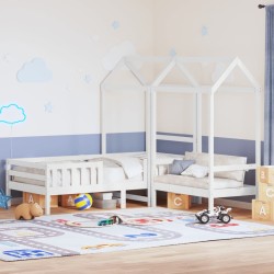 Ensemble de lit et de banc avec toit sans matelas 90x200 cm 