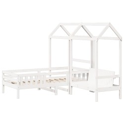 Ensemble de lit et de banc avec toit sans matelas 90x200 cm 