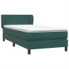 Sommier à lattes de lit et matelas vert foncé 90x220 cm velours 