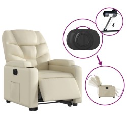 Fauteuil inclinable électrique crème similicuir 