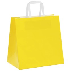 Sacs en papier 50 pcs avec poignées jaune 26x17x25 cm 