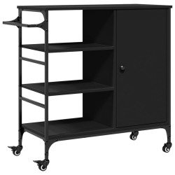Chariot de cuisine noir 87,5x38,5x84,5 cm bois d'ingénierie 