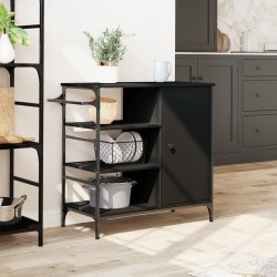 Chariot de cuisine noir 87,5x38,5x84,5 cm bois d'ingénierie 