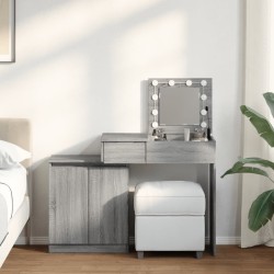Coiffeuse avec LED sonoma gris 115x37x110,5 cm 